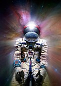 Astronaut in deep space, conceptual image