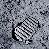 Apollo 11 bootprint on the Moon, illustration