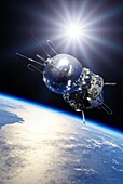 Vostok 1 spacecraft in Earth orbit, illustration