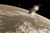 Vostok 1 spacecraft in Earth orbit, illustration