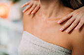 Ayurveda shoulder massage treatment with essential oils