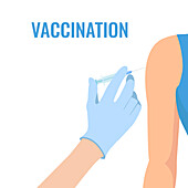 Nurse administering vaccine, illustration