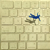 Man falling against a keyboard, illustration