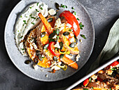Roasted butternut squash casserole with feta