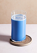 Blue smurf milk with almond drink and spirulina