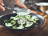 Cucumber salad with yoghurt dressing and dill