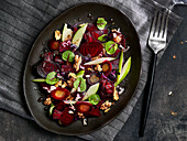 Beet salad with baby carrots and granny smith