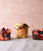 Goat's cheese soufflé with marinated berries