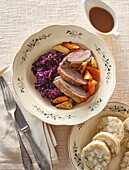 Baked thyme goose breast with calvados and pumpkin
