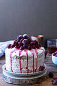 Sour cherry cake with butter cream frosting