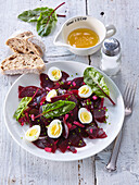 Beetroot salad with boiled eggs