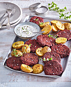 Beetroot rissoles with potatoes