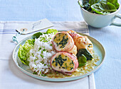 Chicken rolls with spinach filling
