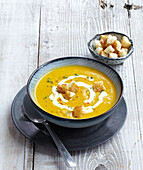 Pumpkin soup with croutons