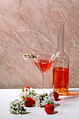 Strawberry cocktail in martini glass