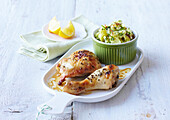 Baked chicken with chives buttermilk and herbal potato salad