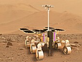 Rosalind Franklin rover on the Martian surface, illustration