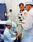 Judy Sullivan, NASA engineer at Apollo 11 suit up