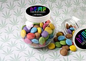 Cannabis chocolate beans, conceptual image