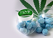 Cannabis infused blueberry chews, conceptual image