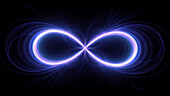 Blue glowing infinity sign, abstract illustration