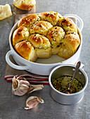 Garlic buns with cheese and herbs