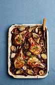 Sticky chilli caramel pork cutlets with mixed Asian mushrooms