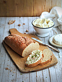 Bread with French cream cheese spread