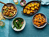 Various fried Indian side dishes