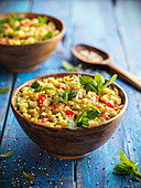 Quinoa salad with peppers and mint