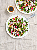 Balsamico-Puylinsen-Salat mit Erbsen, Feta, Radieschen und Minze