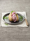 Jacket potato with beetroot and matje salad