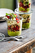 Fennel salad with raspberries and basil-cucumber sauce