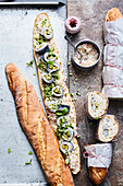 Rollmop herring and cucumber sandwiches with radish remoulade