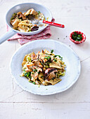 Homemade patties with porcini mushrooms and pointed cabbage