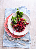 Beetroot salad with currants and roasted sunflower seeds