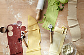 Assorted pasta doughs - gluten-free, vegan, with herbs
