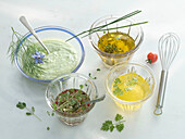 Four different salad dressings