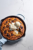 Chocolate and date skillet cookie with naartjie ice-cream
