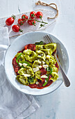 Tortellini with ramsons and tomato sauce