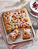 Whipping cream clafoutis with cherries
