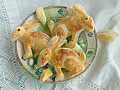 Baked puff pastry bunnies