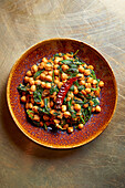 Saag channa masala (spinach with chickpeas)