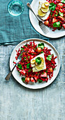 Roasted cod with zingy beetroot salad