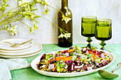 Roasted Purple Potato Black Lentil Salad with Cilantro Pesto Vinaigrette