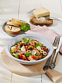 Sardinian chicken fricassee with mozzarella and olives