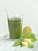 Herbal smoothie with pineapple and mustard greens