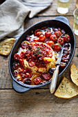 Baked camembert with roasted tomatoes
