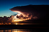 Lightning strike over the sea
