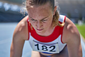 Focused athlete preparing for race